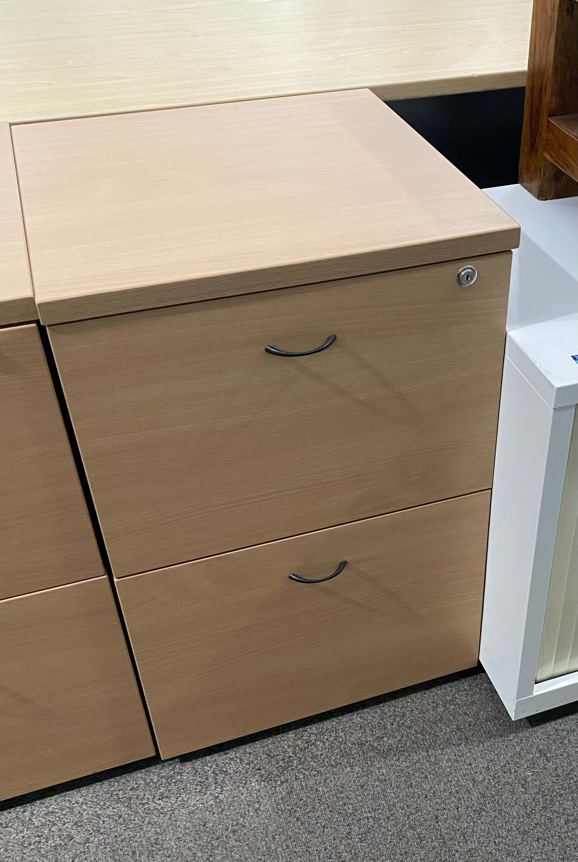 2 Drawer Melamine File Cabinet in Beech